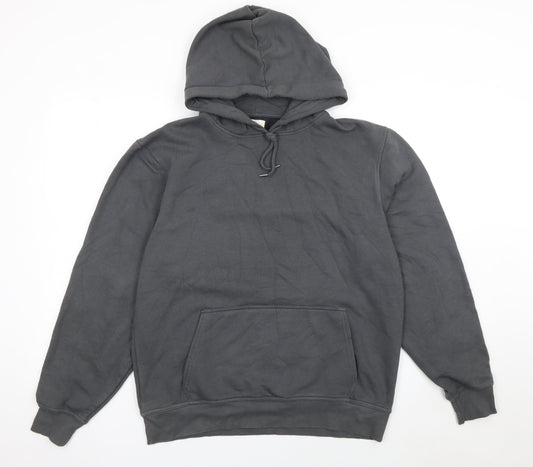 River Island Men's Grey Pullover Hoodie Size M Fleece Cotton Blend