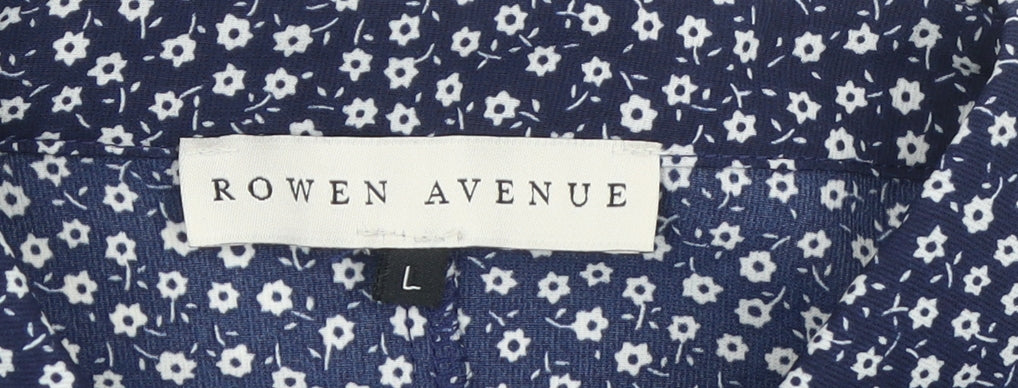 Rowen Avenue Women's Blue Floral Shirt Dress L Short Sleeve