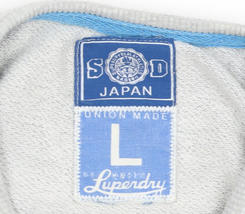 Superdry Women Grey Sleeveless Pullover Sweatshirt L Graphic Print