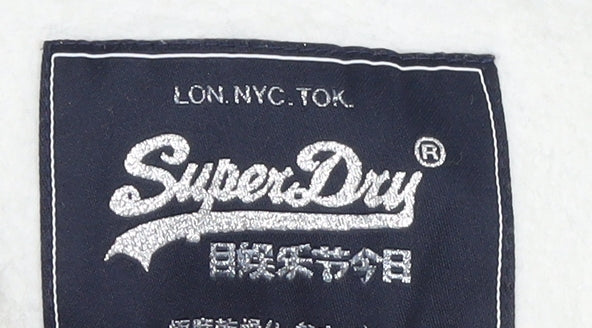 Superdry Womens Grey Sequin Logo Pullover Hoodie UK 16