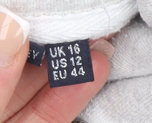 Superdry Womens Grey Sequin Logo Pullover Hoodie UK 16