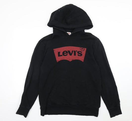 Levi's Men's Black Hoodie Large Pullover Graphic Print Cotton Sweatshirt