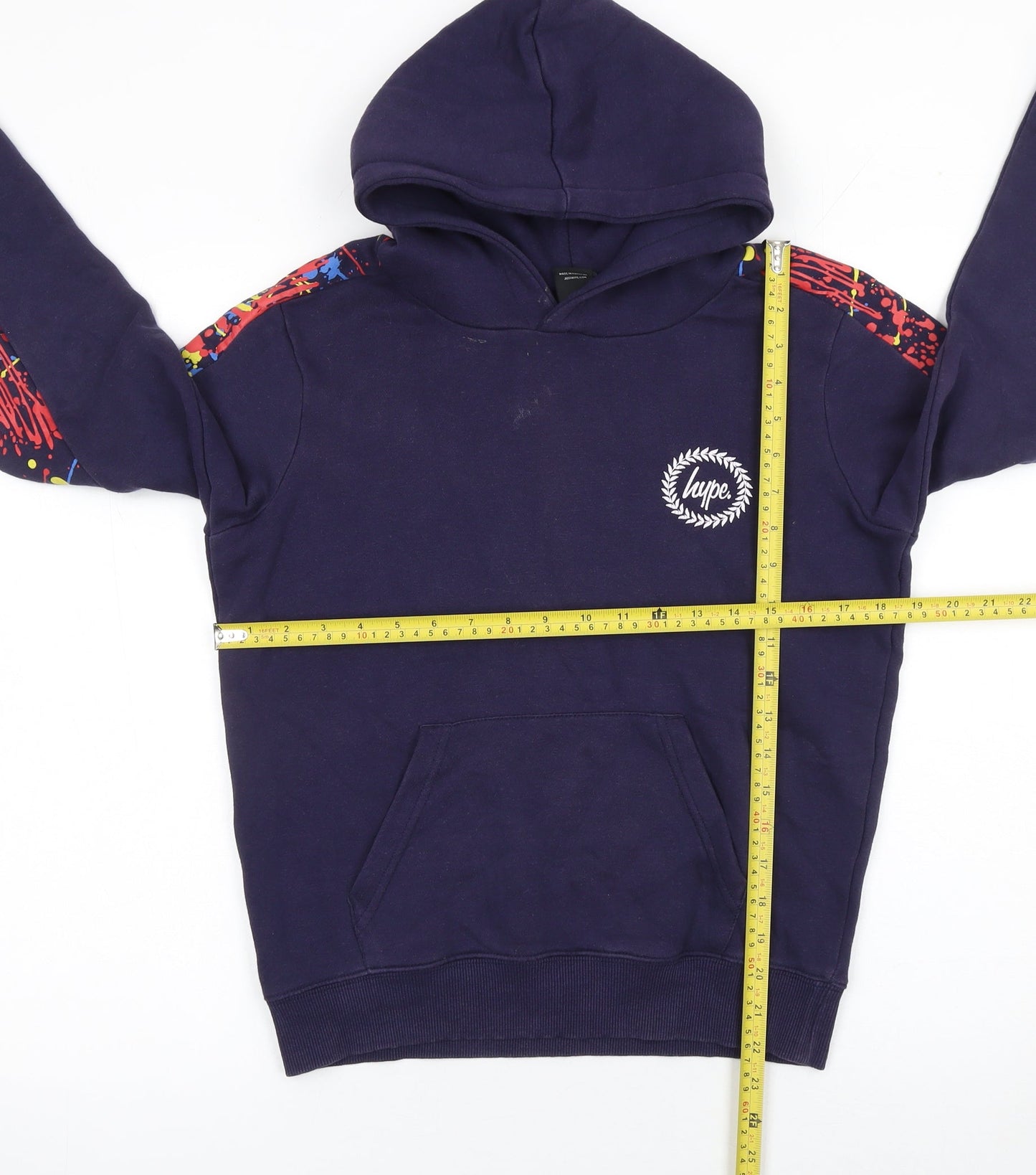 Hype Boys Blue Hoodie 13 Years Pullover Graphic Print Logo Hooded Jumper