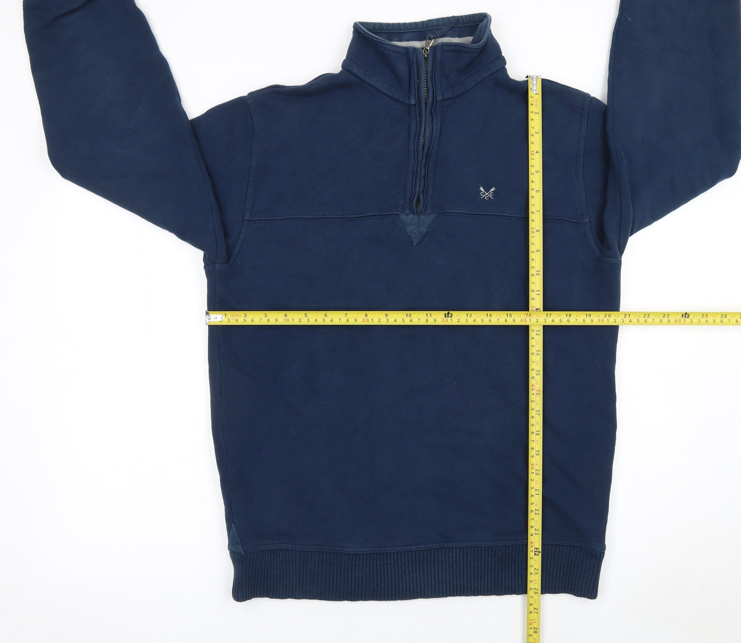 Crew Clothing Co. Men's Blue 1/4 Zip Cotton Sweatshirt Size S