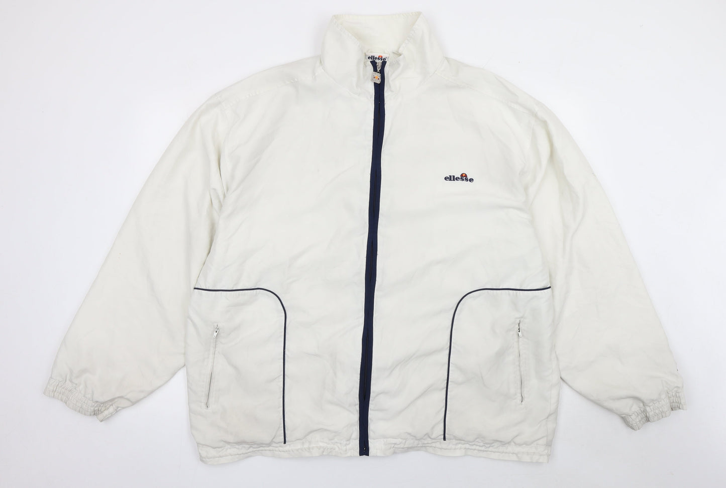 Ellesse Mens White XL Windbreaker Jacket Retro Sports Polyester