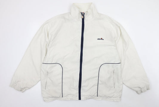 Ellesse Mens White XL Windbreaker Jacket Retro Sports Polyester