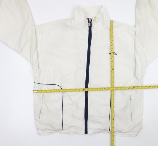 Ellesse Mens White XL Windbreaker Jacket Retro Sports Polyester