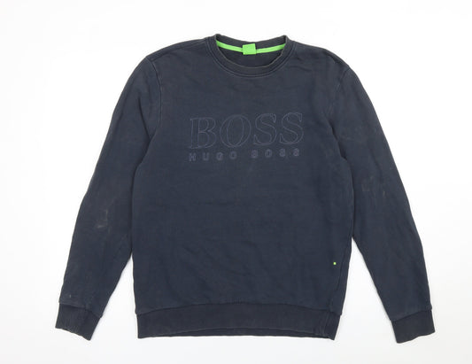 Hugo Boss Men's Blue Crew Neck Cotton Sweatshirt Size S