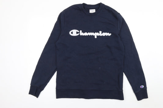 Champion Men's Blue Pullover Sweatshirt S Logo Crew Neck