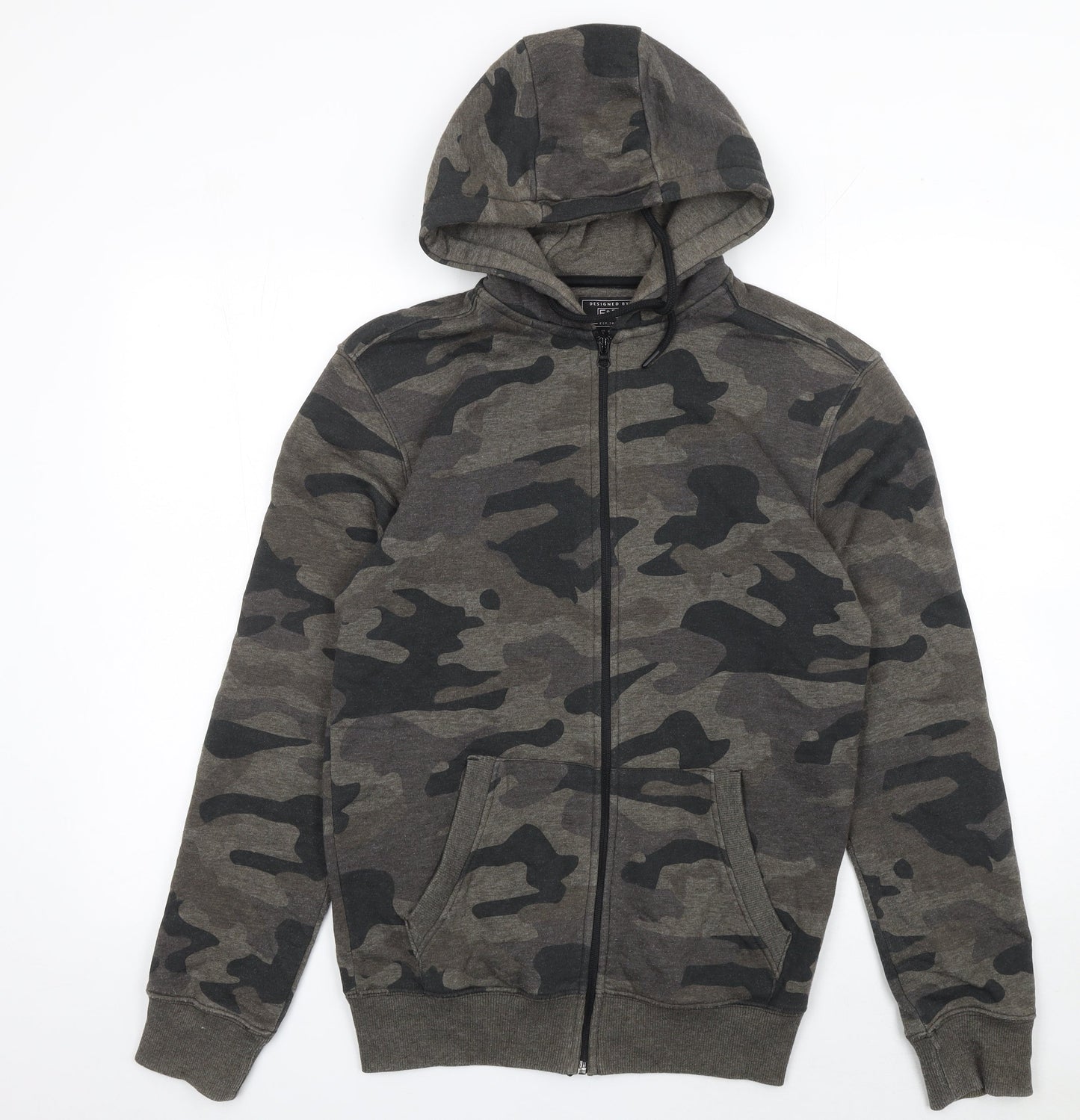 F&F Men's Green Camouflage Full Zip Hoodie Size S