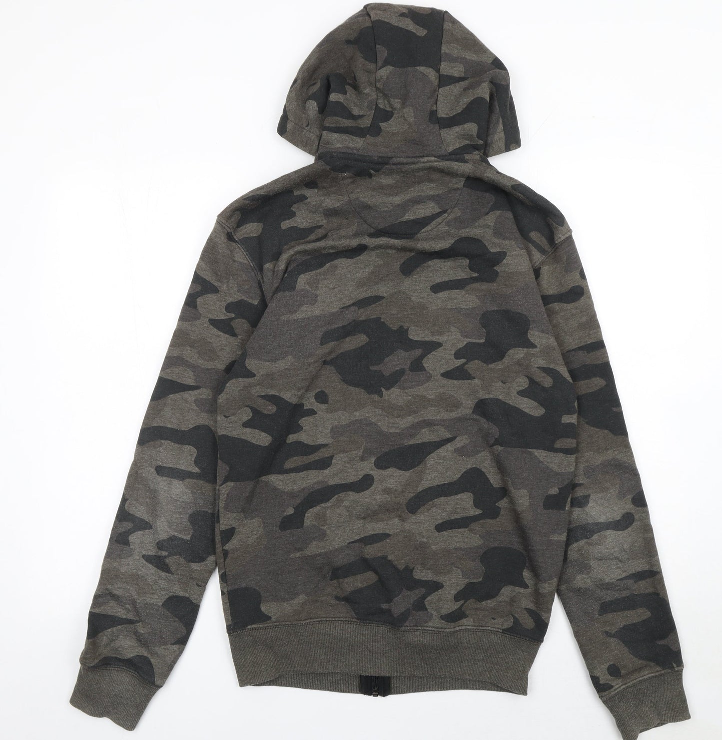 F&F Men's Green Camouflage Full Zip Hoodie Size S