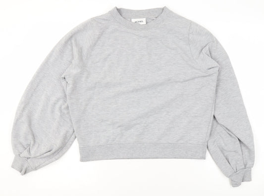 Monki Women's Grey Pullover Sweatshirt XS Relaxed Fit Crew Neck