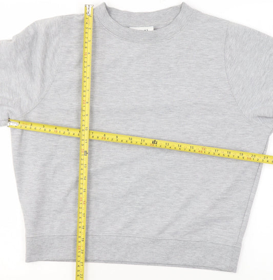 Monki Women's Grey Pullover Sweatshirt XS Relaxed Fit Crew Neck