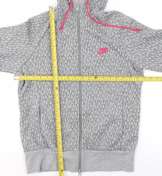 Nike Womens Grey Full Zip Hoodie Size L 14/16 Sportswear Printed