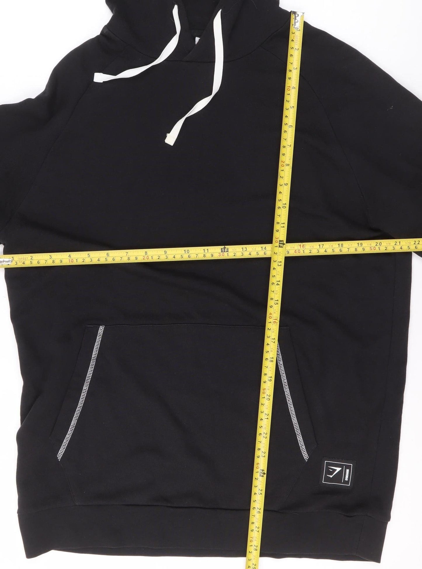Gymshark Women Black S Pullover Hoodie Cotton Blend Drawstring