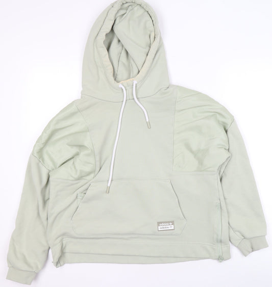 Adidas Women’s Green Pullover Hoodie Size 10 Relaxed Fit