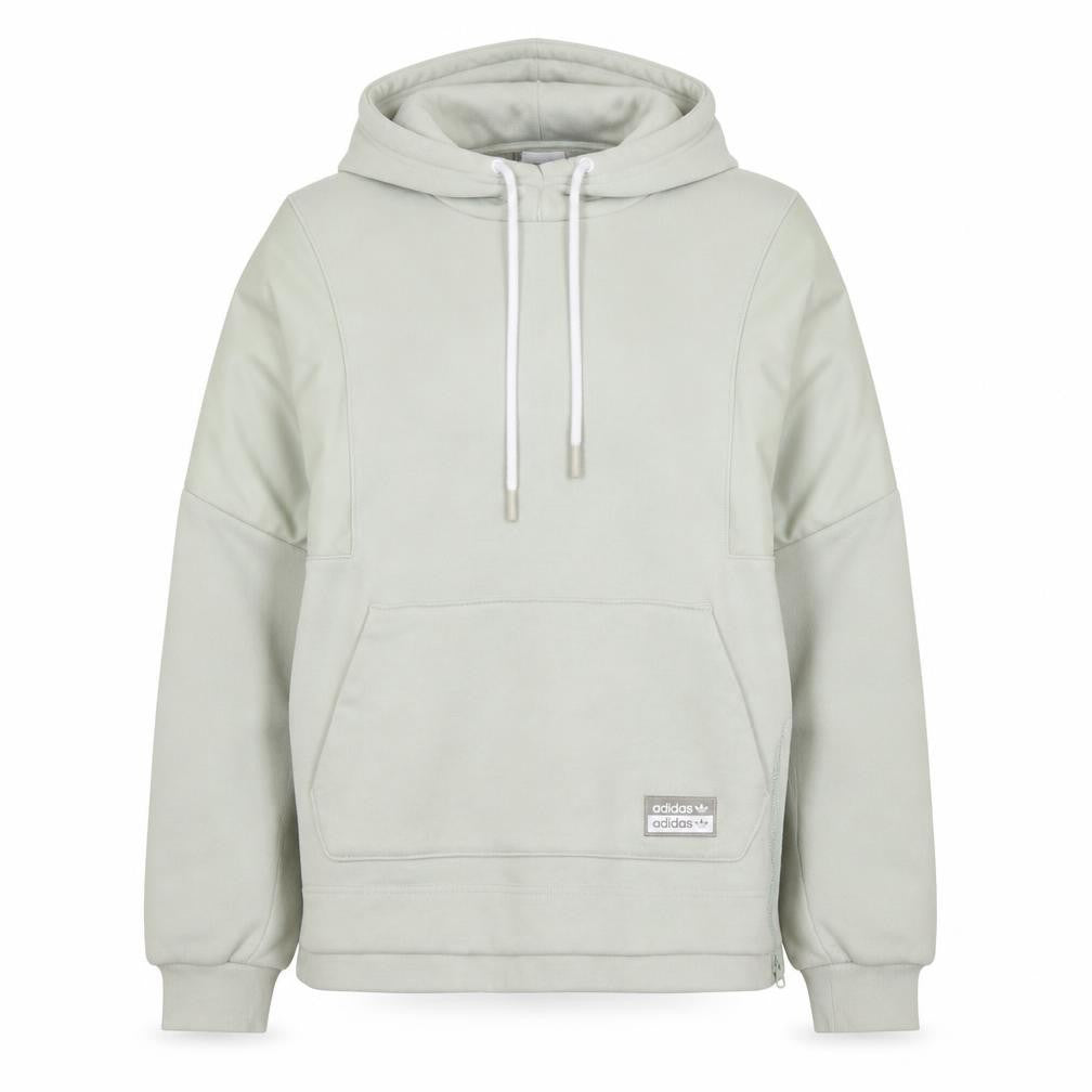 Front view of Adidas Women’s Green Pullover Hoodie, size UK 10, Relaxed Fit