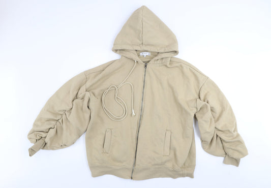 RE_STYLD Women’s Beige Hooded Zip Track Jacket Size 10 Cotton Blend