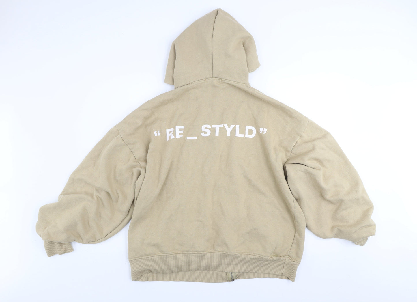 RE_STYLD Women’s Beige Hooded Zip Track Jacket Size 10 Cotton Blend