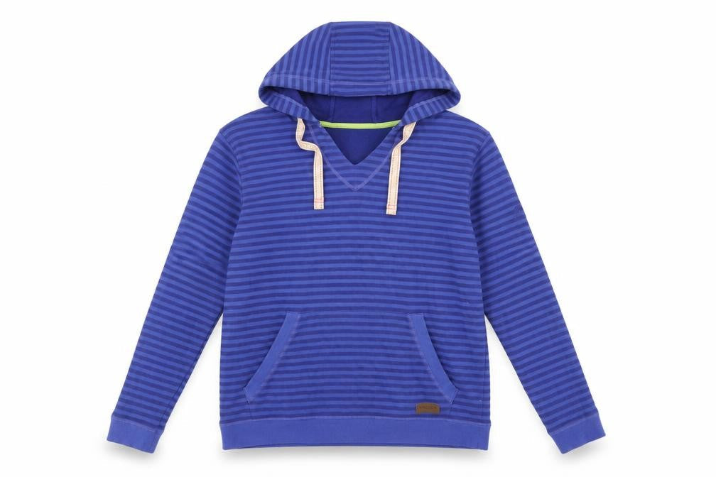 Sugarhill Women Blue Striped Pullover Hoodie Size M Cotton Blend