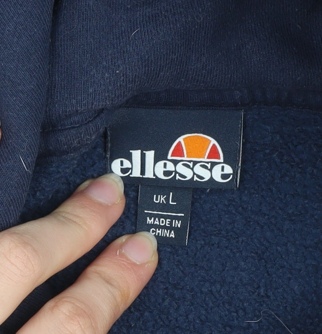 Ellesse Men’s Blue Pullover Hoodie L Fleece Logo Sweatshirt