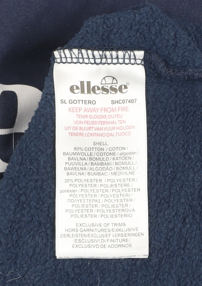 Ellesse Men’s Blue Pullover Hoodie L Fleece Logo Sweatshirt