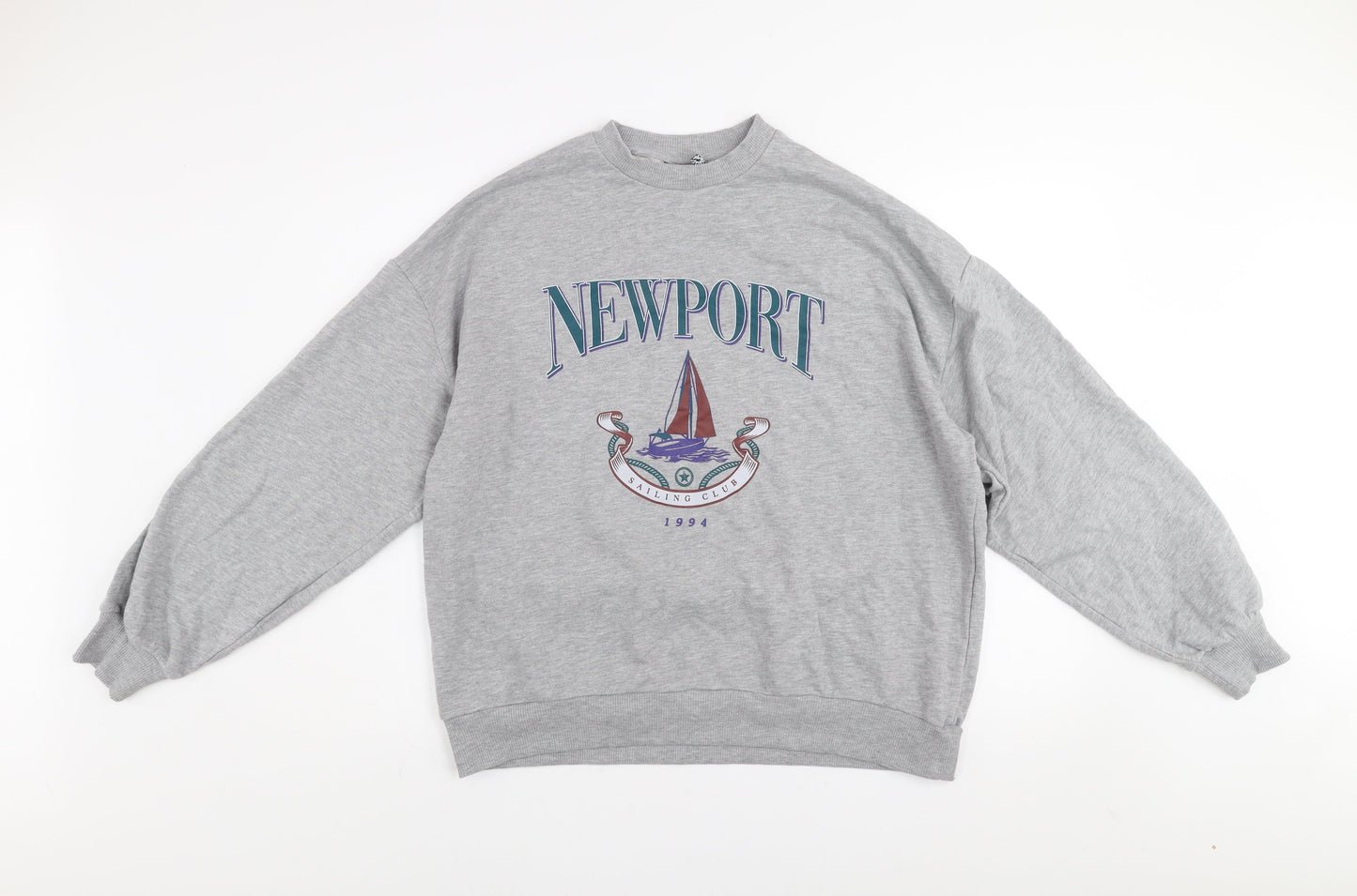 ASOS Design Women's Grey Newport Graphic Pullover Sweatshirt UK 8 Tall