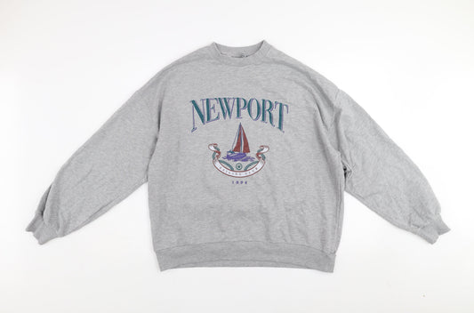 ASOS Design Women's Grey Newport Graphic Pullover Sweatshirt UK 8 Tall