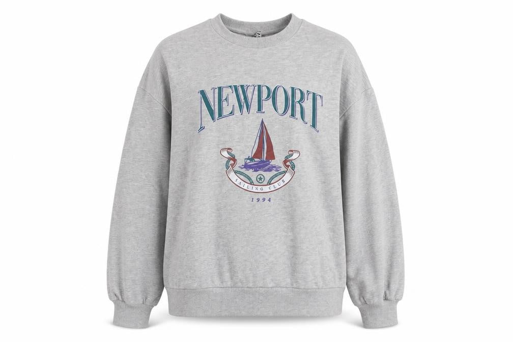 ASOS Design Women's Grey Newport Graphic Pullover Sweatshirt UK 8 Tall