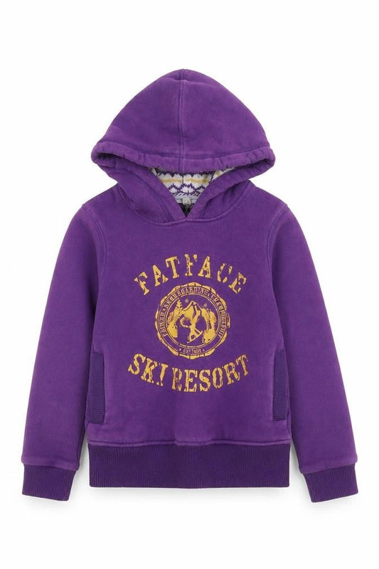 FatFace Girls Purple Hoodie 8-9 Years Pullover Fleece Ski Resort Style