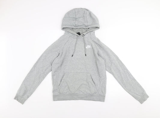 Nike Women Grey Pullover Hoodie XS Cotton Blend Casual Sweatshirt