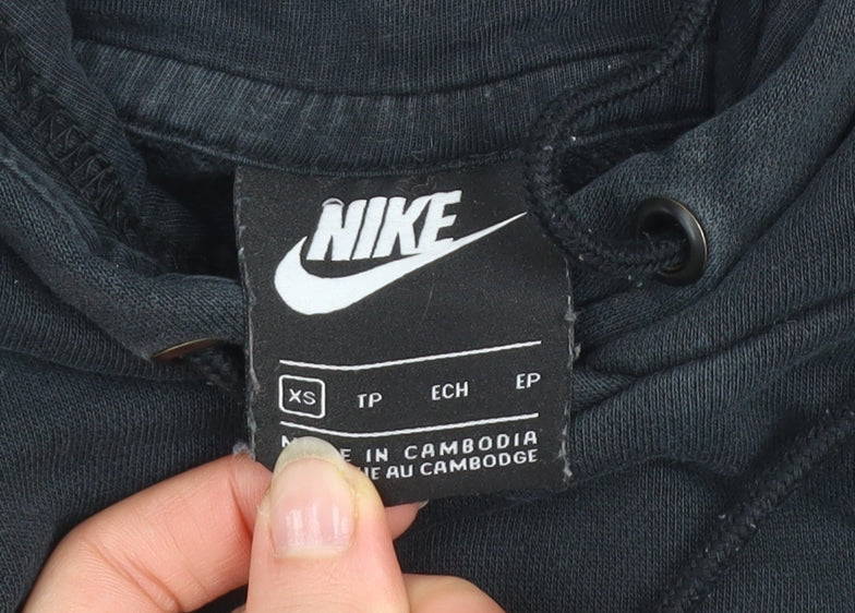 Nike Womens Black XS Pullover Hoodie Sweatshirt Cotton Blend