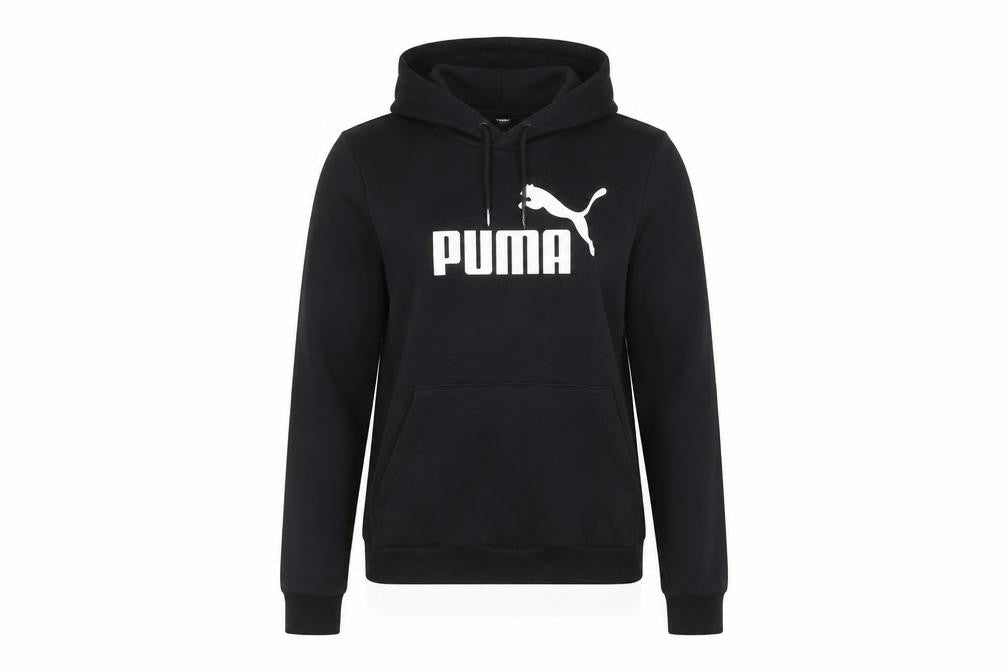 Front view of Puma women’s black, size UK 10, pullover hoodie sweatshirt