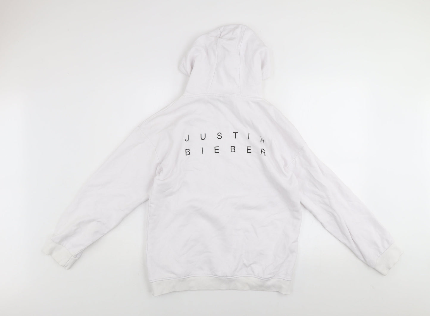 Justin Bieber Girls White Pullover Hoodie 13-14 Years Graphic Print