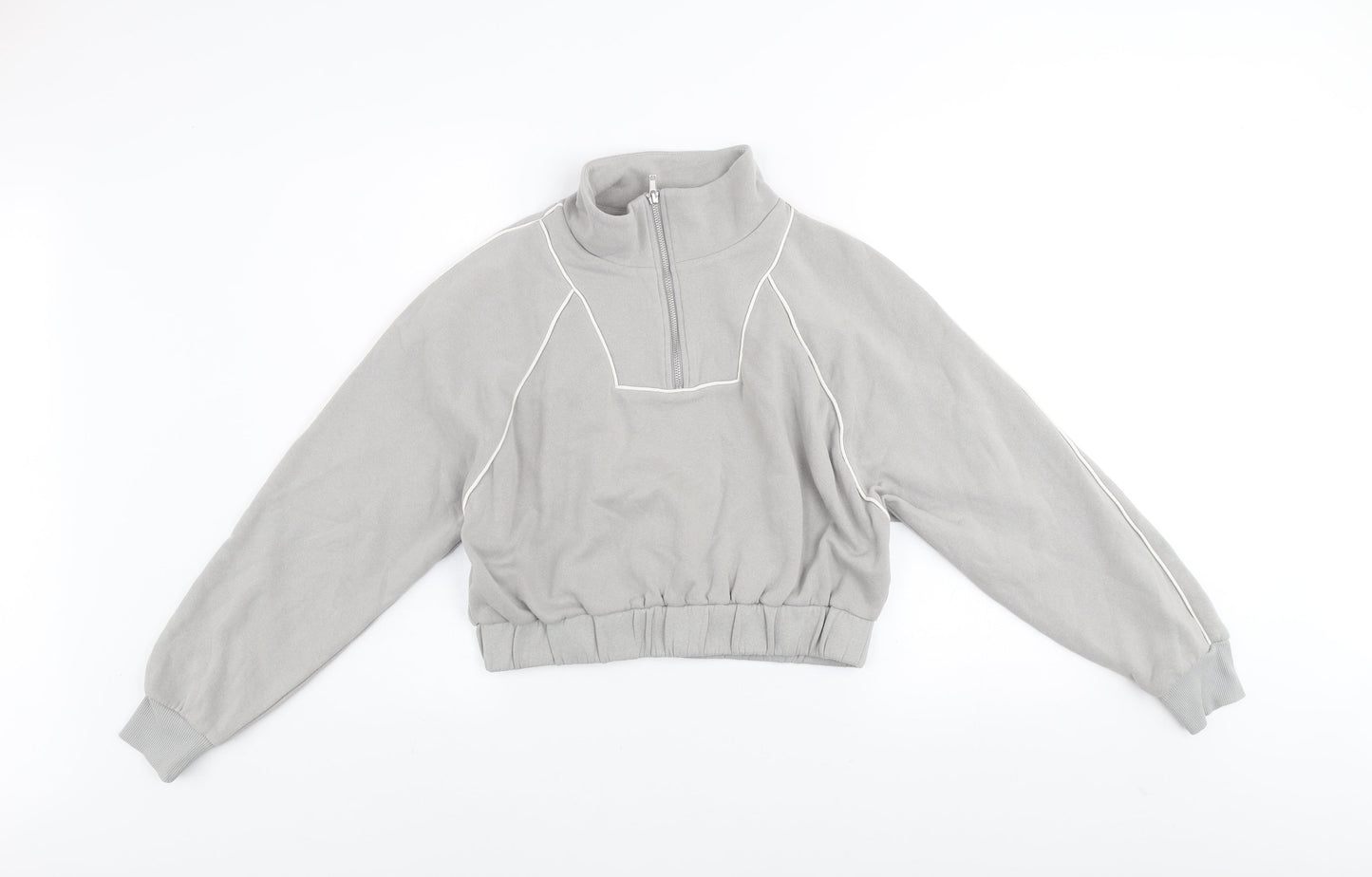 H&M Divided Women Grey Half Zip Sweatshirt Small Cotton Blend