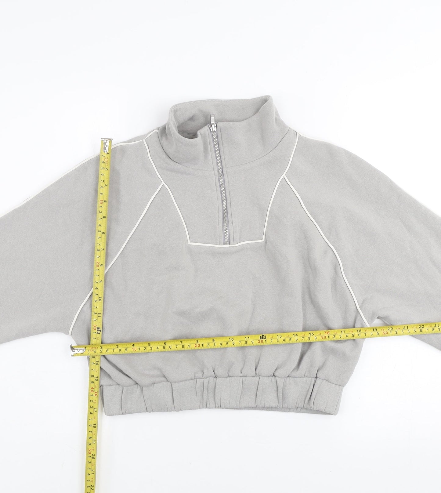 H&M Divided Women Grey Half Zip Sweatshirt Small Cotton Blend