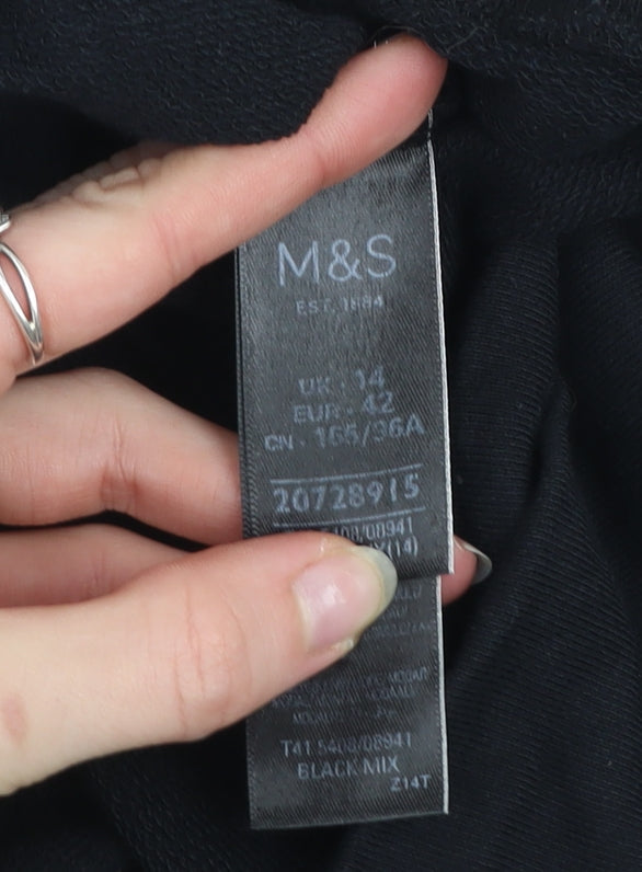 Marks and Spencer Women Black Size 14 Pom Pom Pullover Sweatshirt