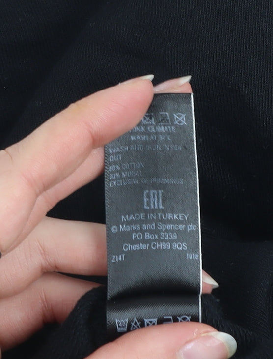 Marks and Spencer Women Black Size 14 Pom Pom Pullover Sweatshirt
