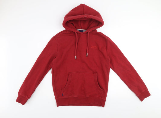 Superdry Men Red Pullover Hoodie Size S Regular Fit Fleece