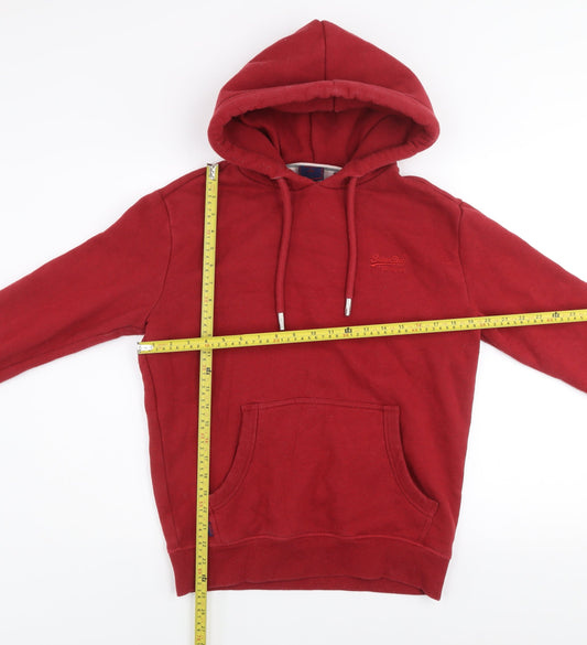 Superdry Men Red Pullover Hoodie Size S Regular Fit Fleece