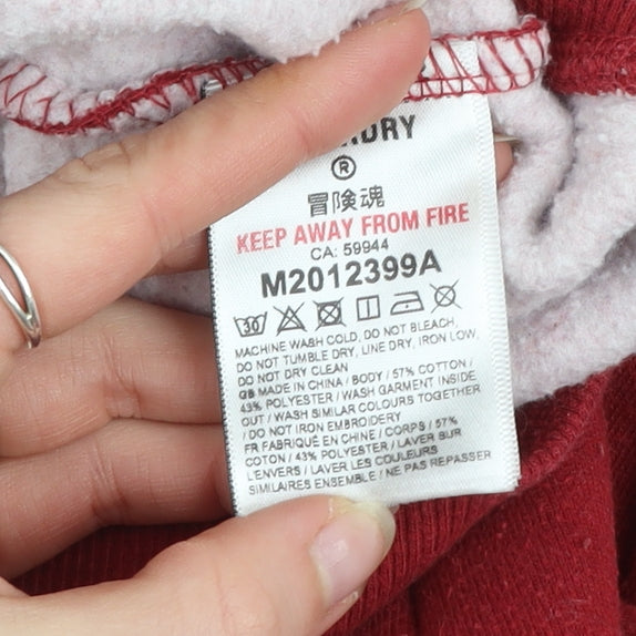 Superdry Men Red Pullover Hoodie Size S Regular Fit Fleece