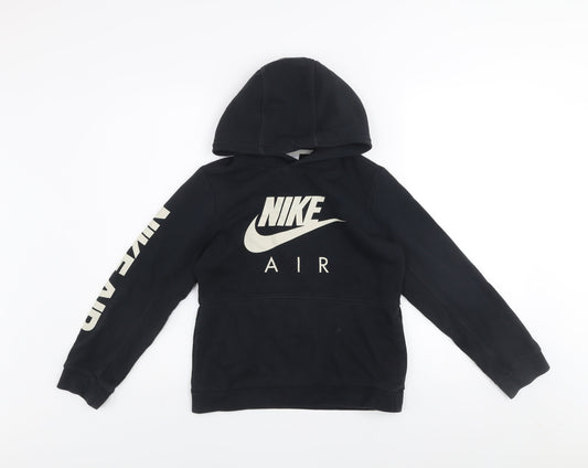 Nike Boys Black Pullover Hoodie M 10-11 Years Cotton Blend Fleece