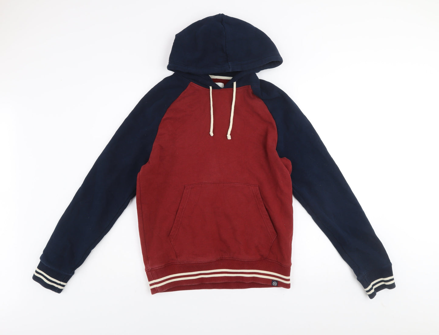 Marks and Spencer Men's Red & Navy Pullover Hoodie Small