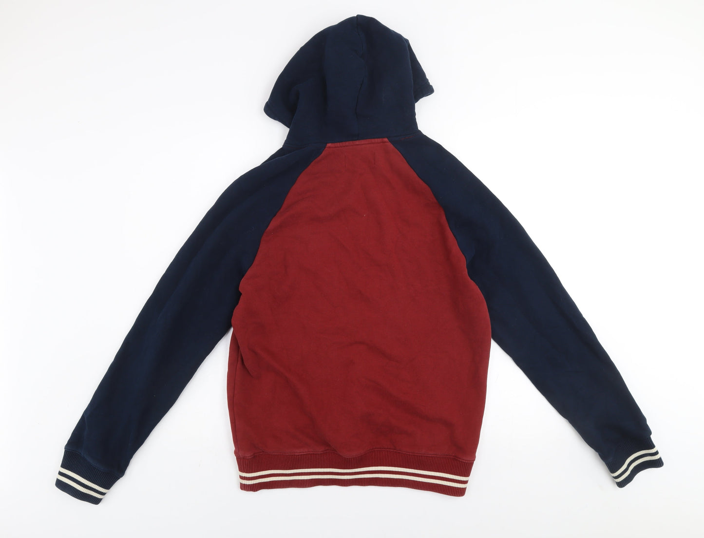 Marks and Spencer Men's Red & Navy Pullover Hoodie Small
