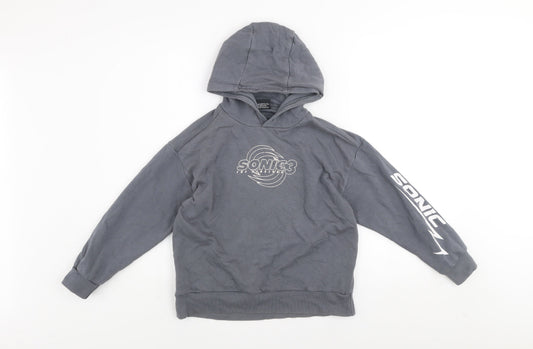 Sonic The Hedgehog Boys Grey Pullover Hoodie 8-9 Years Graphic Fleece