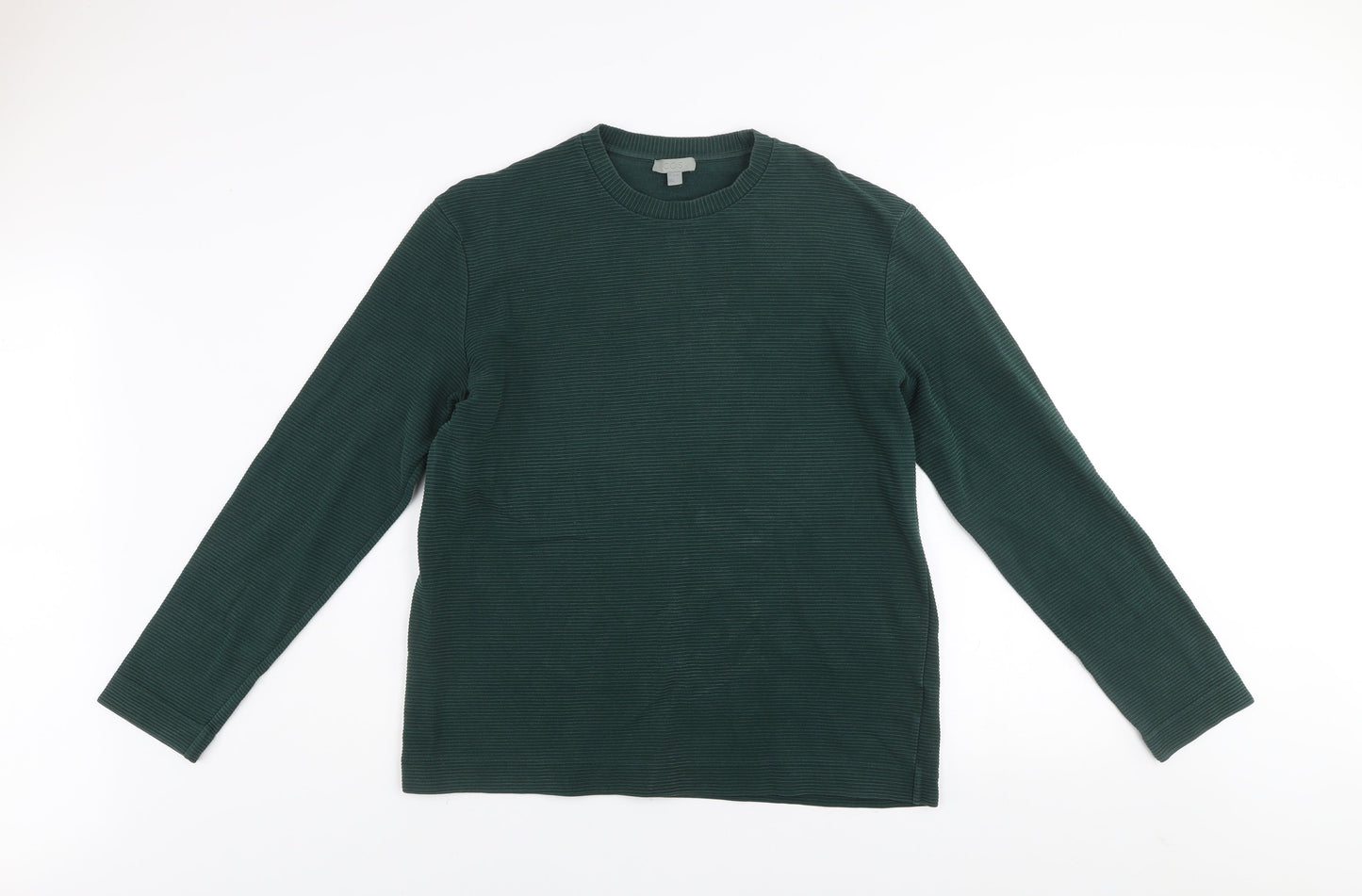 COS Men's Green Cotton Crew Neck L Pullover Sweatshirt