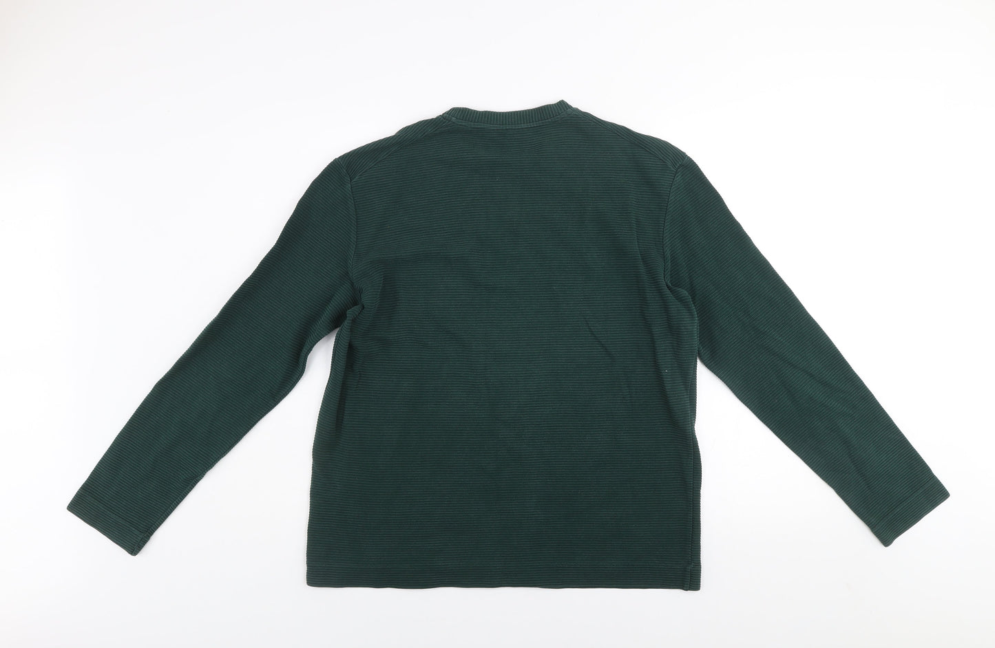 COS Men's Green Cotton Crew Neck L Pullover Sweatshirt