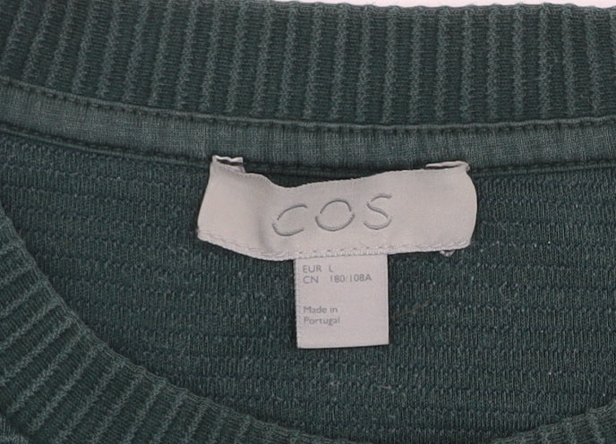 COS Men's Green Cotton Crew Neck L Pullover Sweatshirt