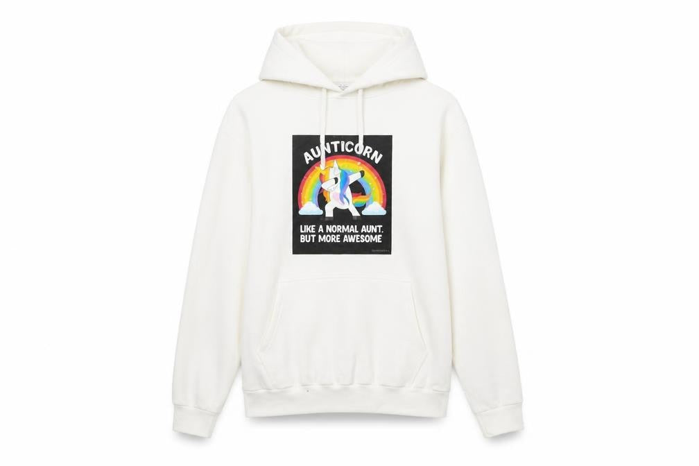 Stars & Stripes Women's White Pullover Hoodie Unicorn Graphic Size S