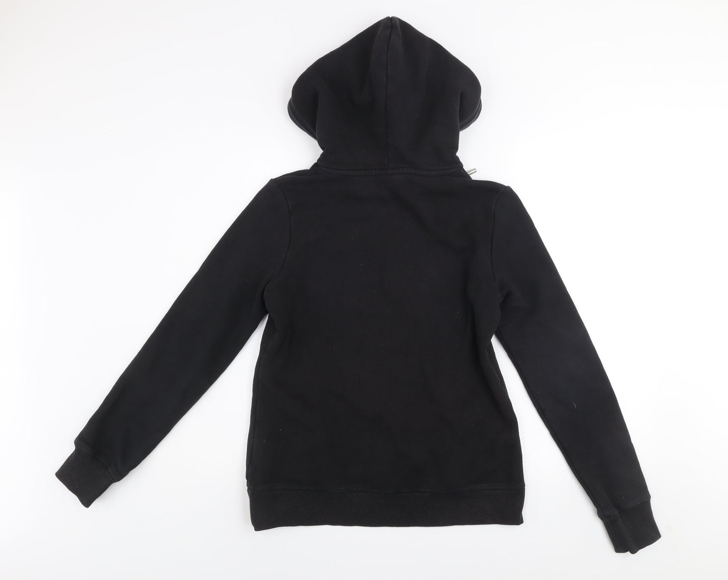 Superdry Womens Black Pullover Hoodie UK 10 Cotton Blend Casual